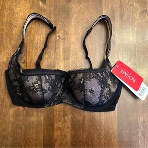 New Rosme Bra 70E (EUR) Black Lace‎ Sexy Lingerie Intimates Adjustable 🖤